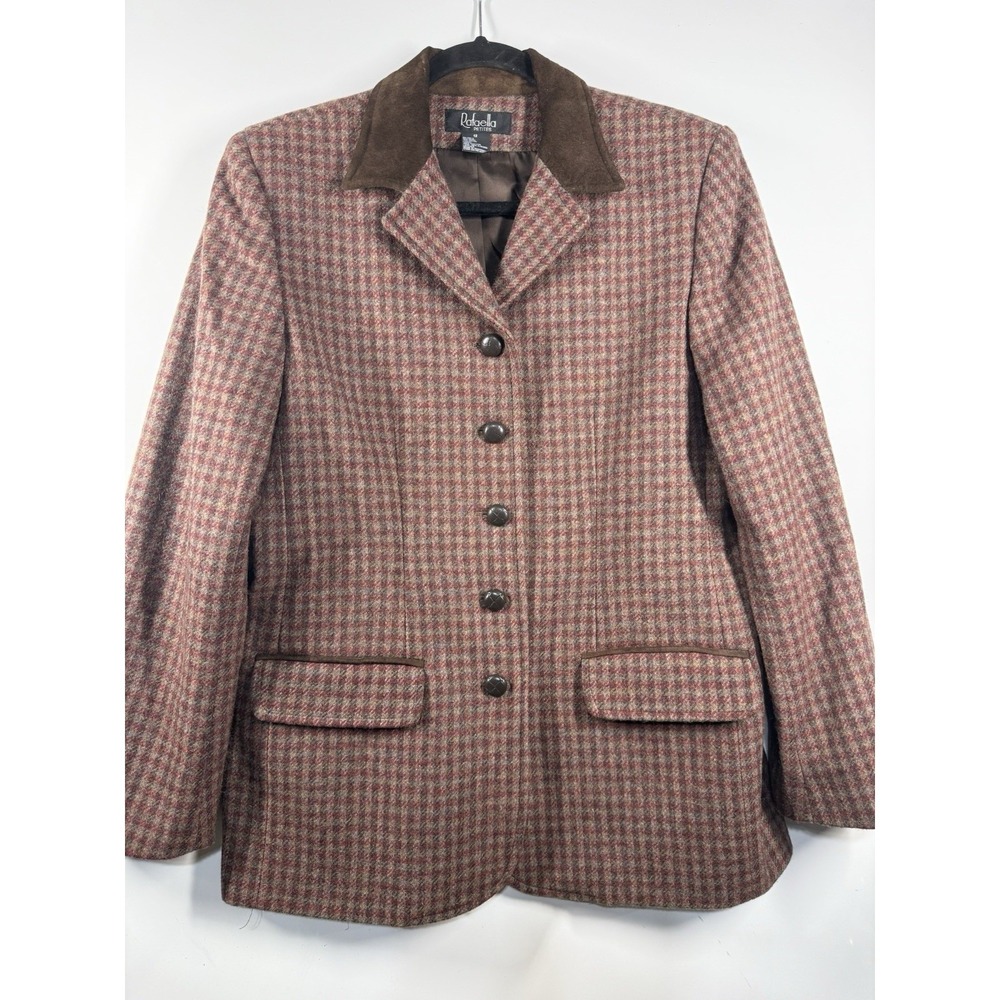 Rafaella Womens Size 12 Petites Red Brown Wool Blend Blazer  Office Academia